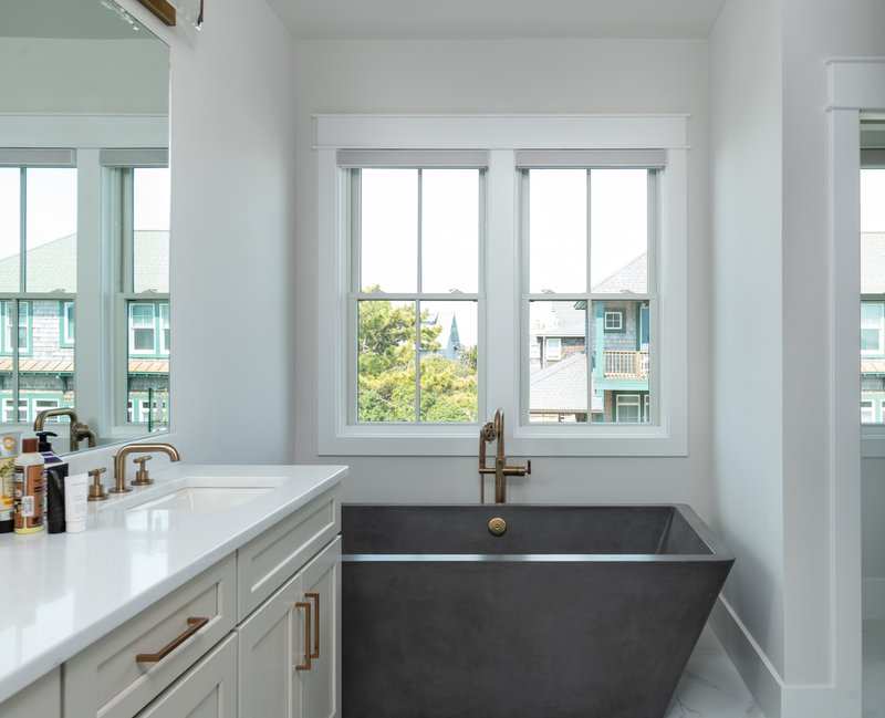 Homeowners renovating bathrooms often request additional shelving and counter space.