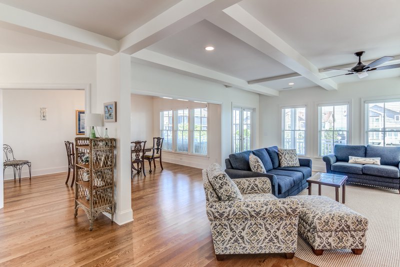 Open-space living room that just underwent structural inspections