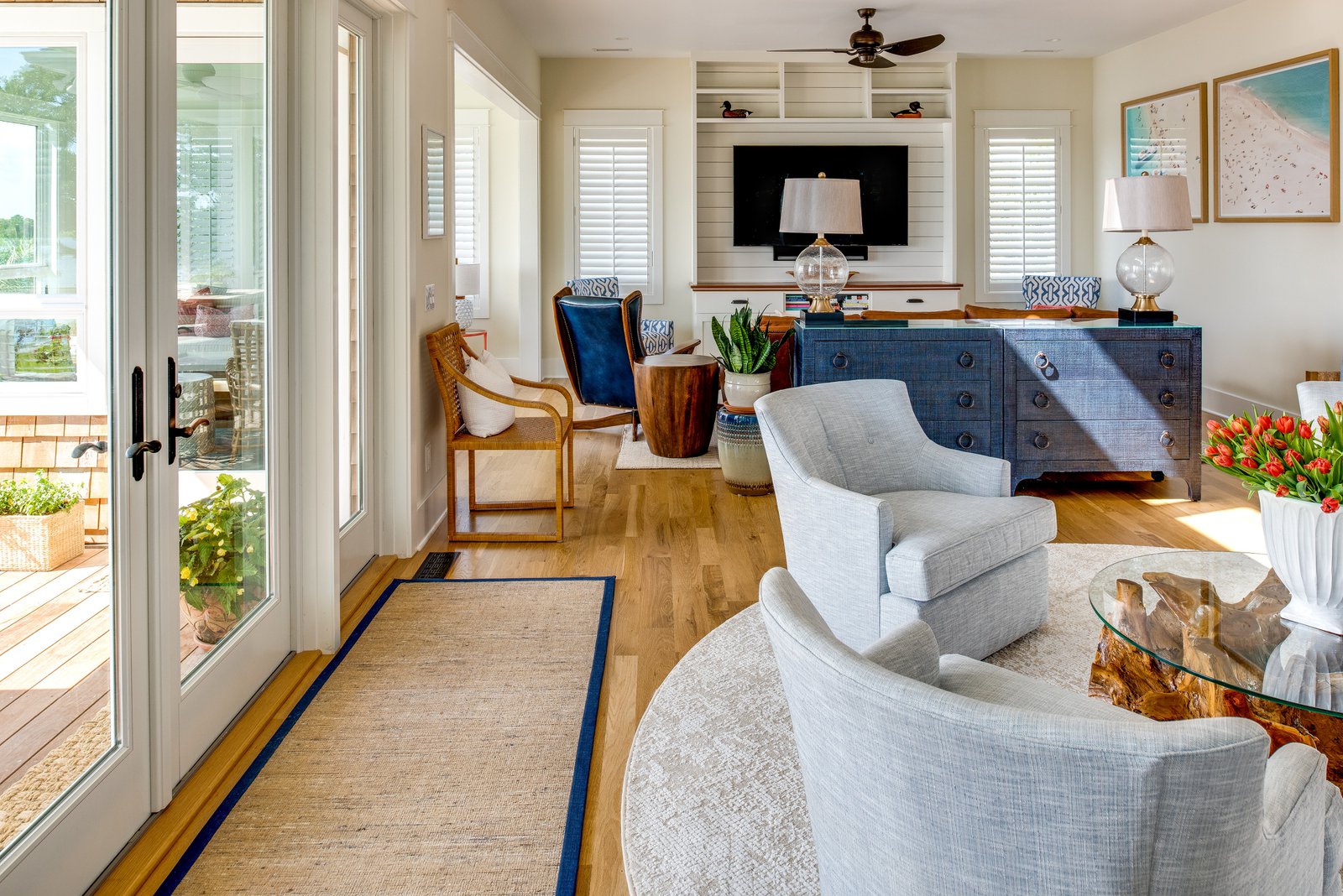 Open living room space showcasing how to design homes that captures natural breeze.