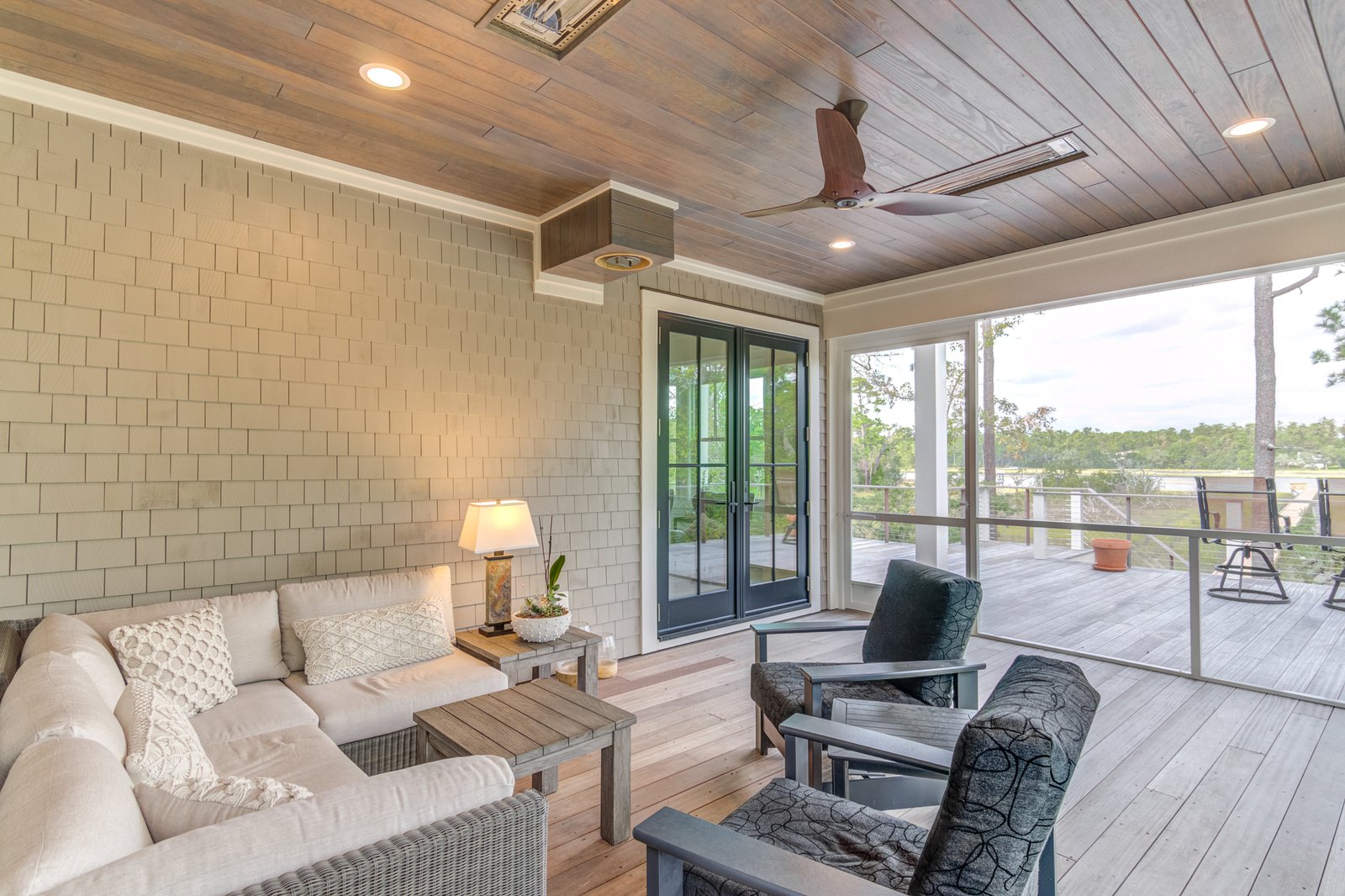 Outdoor living space with open balcony