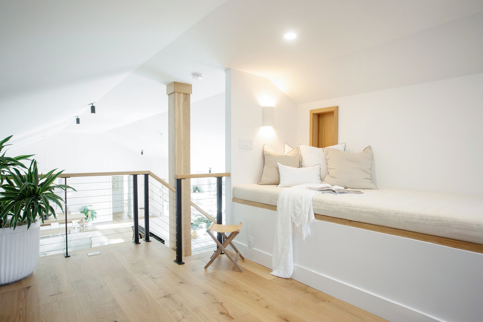 An attic transformed into a simple living space